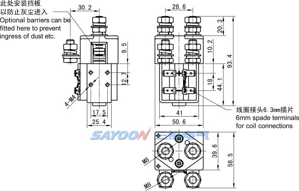 Контактор постоянного тока Sayoon ZJWH100A-T