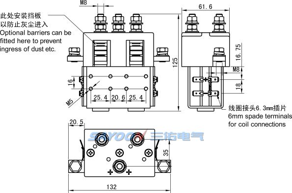 Контактор постоянного тока Sayoon ZJWT200L
